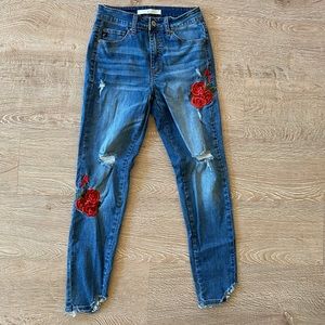 KanCan Emroideered Rose Jeans - Size 3/ Size 25